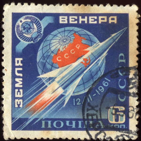"Venera-1" Rocket and USSR Highlighted on Globe