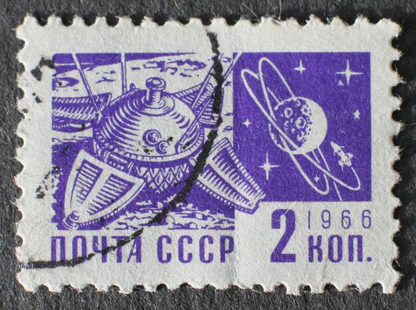 Space Probe "Luna-9" and Moon