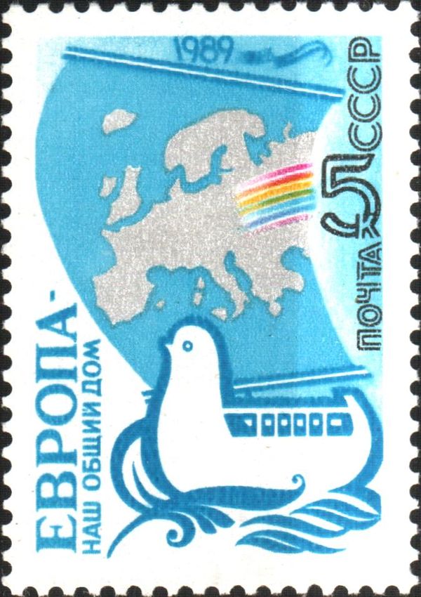 Map of Europe Above Dove as Galley