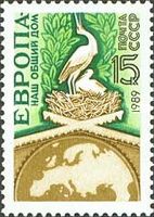 Map of Europe and White Stork's Nest