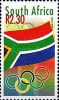 Olympic rings and South African flag