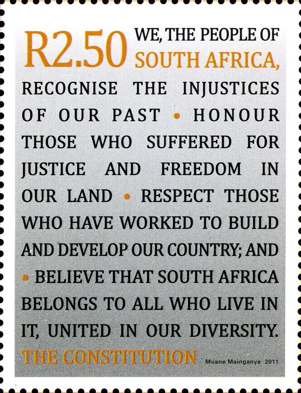 15th anniv. Constitution of the SA Republic, from m/s