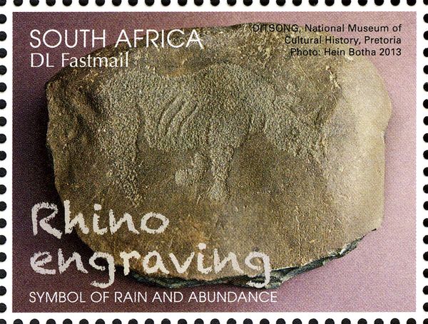 Rhino Engraving, symbol of rain and abundance