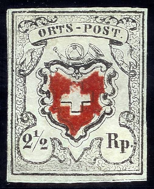 Coat of arms below post horn with cross edging