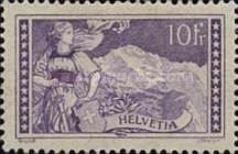 Helvetia in Bern costume & Jungfrau mountain