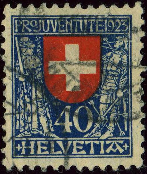 Coat of arms of Schweiz & soldiers battle of St. Jakob a.d.