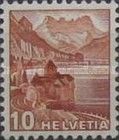 Chillon Castle & Dents du Midi - dark red brown