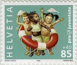 Children Enclosed in Lifebuoy