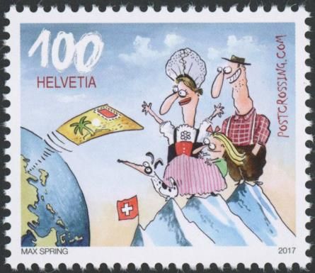Postcard Flies to Swiss Mountains