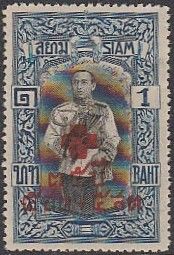 King Vajiravudh - Red Cross Overprint