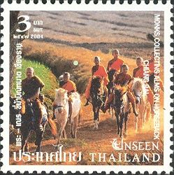 Monks collecting Alms on horseback - Chiang Rai