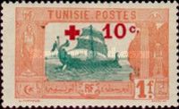 Carthaginian Galley overprinted Red Cross and surcharged