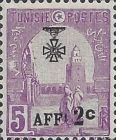 Mosque of Kairouan overprinted and surcharged