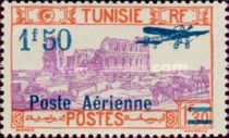 Amphitheatre of El Jem overprinted and surcharged