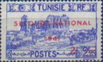 Amphitheatre of El Jem overprinted and surcharged