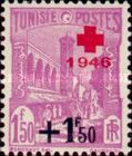 Halfaouine Mosque in Tunis overprinted and surcharged