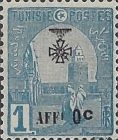 Mosque of Kairouan overprinted and surcharged