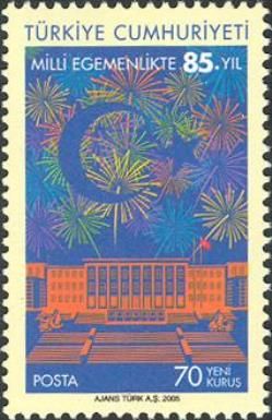 Crescent and Fireworks over Grand National Assembly