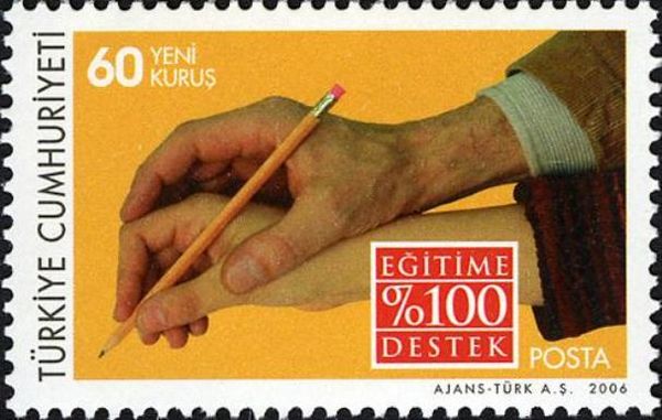 Adult's Hand Help to Child's Hand to Writing