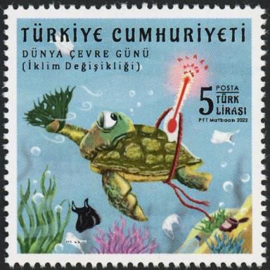 Turtle In Polluted Ocean