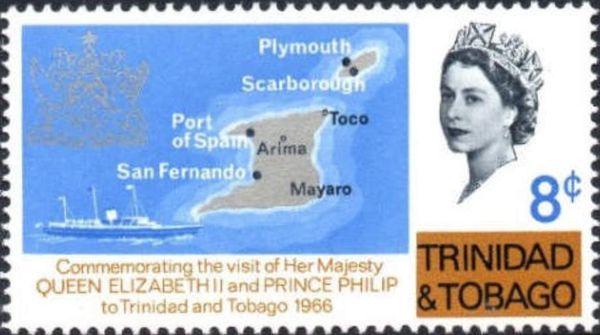 Map of Trinidad & Tobago, Royal Yacht "Britannia" and Arms
