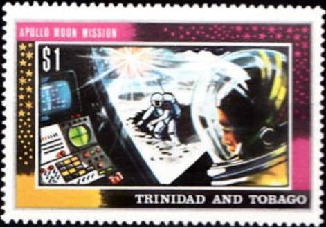 Astronauts seen from inside Lunar Landing Module