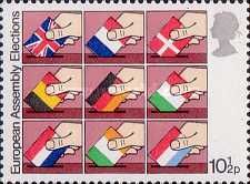 Hands placing National Flags in Ballot Boxes - 10½p