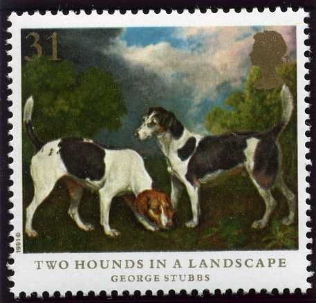 Two Hounds in a Landscape (Canis lupus familiaris)