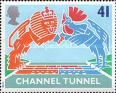 British Lion and French Cockerel over Tunnel 41p