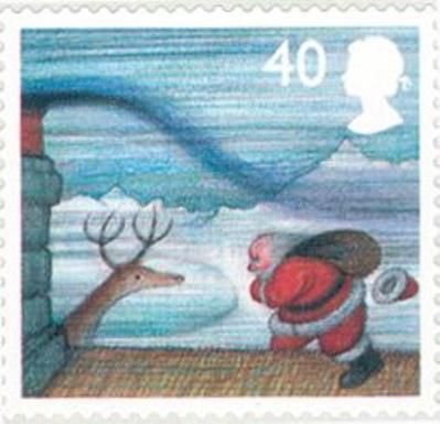 Father Christmas in wind and rain.