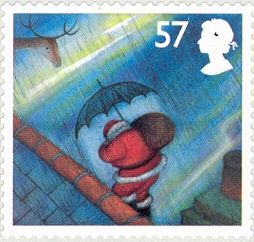 Father Christmas with umbrella.
