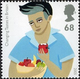 Teenage Boy Eating Apple