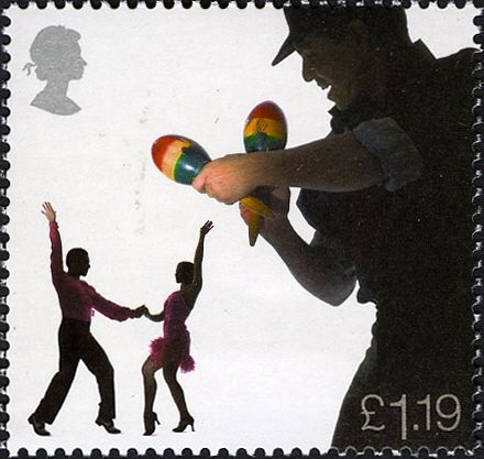 Maraca Player and Salsa Dancers