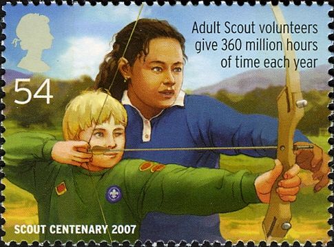 Adult Volunteer Teaching Scout Archery