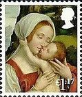 Madonna (in red and white) and Child
