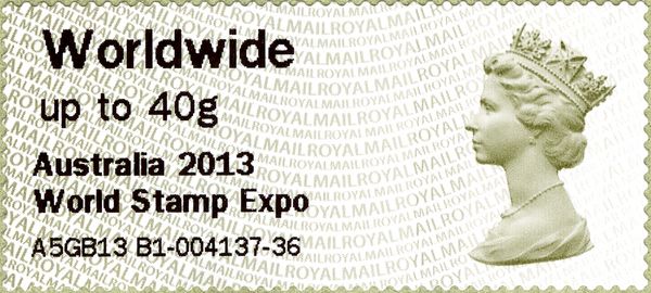Machin - RM Overprint "Australia 2013, World Stamp Expo"