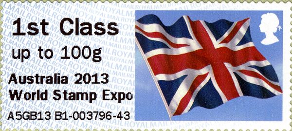 Union Jack - RM Overprint "Australia 2013, Stamp Expo"