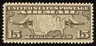 Map of the United States and Two Mail Planes
