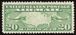 Map of United States and Two Mail Planes