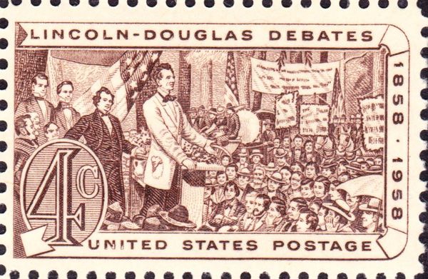 Lincoln and Stephen A. Douglas Debating by Beale