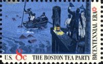 Teapartiers in Boat next to Dock