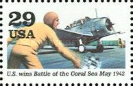 Divebomber and deck crewman (US wins Battle of The Coral Sea
