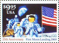 Apollo Astronauts Salute Flag and Spacecraft