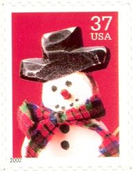 Snowman with Red & Green Plaid Scarf