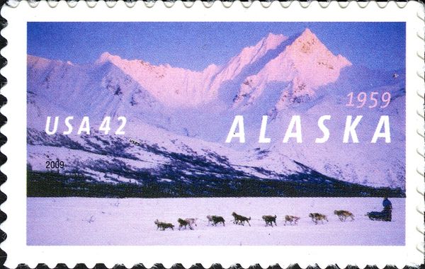 50 Years State of Alaska, Dog sledding at Rainy Pass