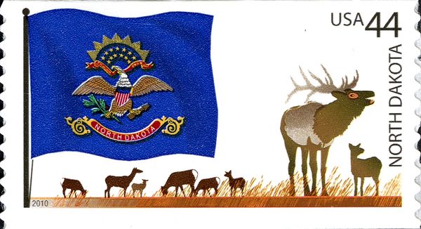 North Dakota State Flag, Wapiti (Cervus canadensis)