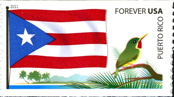 Puerto Rico Flag, Puerto Rican Tody (Todus mexicanus)