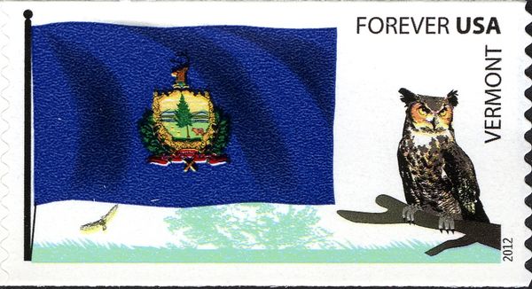 Vermont flag, Great Horned Owl (Bubo virginianus)