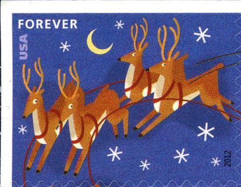 Reindeer in Flight and Moon
