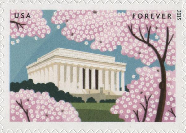 Lincoln Memorial with cherry blossoms-Joint Issue with Japan